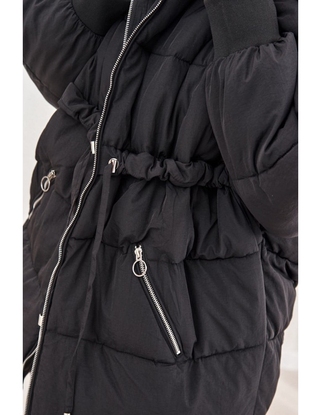 Warm oversize jacket with hood, black 1537 - Online store - Boutique